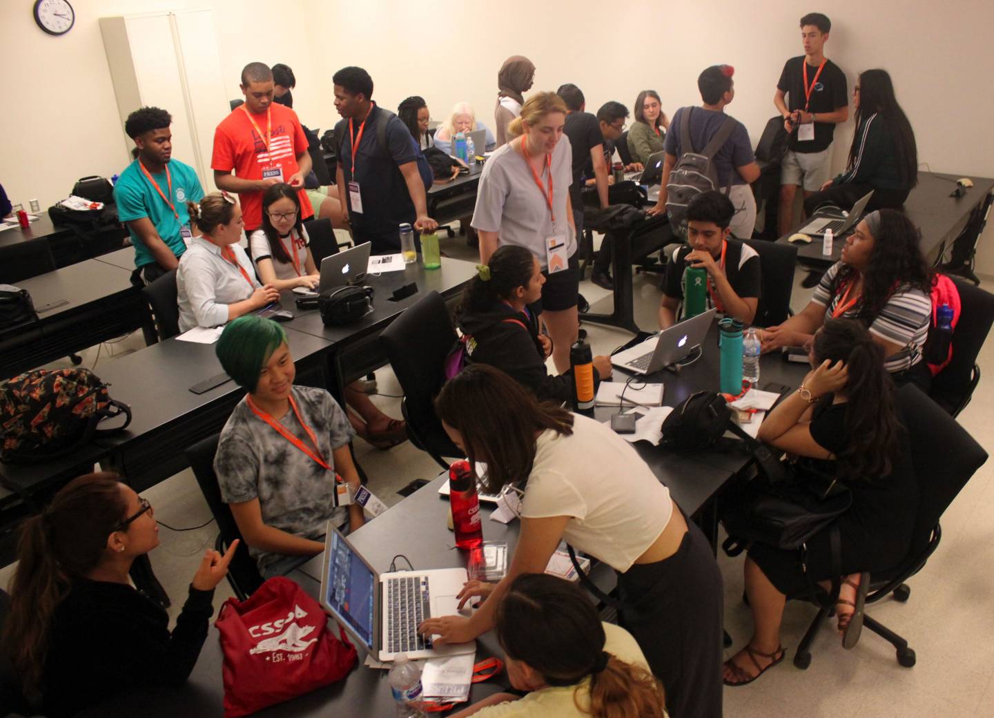 Summer Journalism Program students working together on project