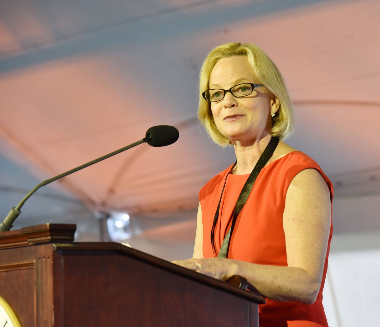 Treby Williams speaking at podium