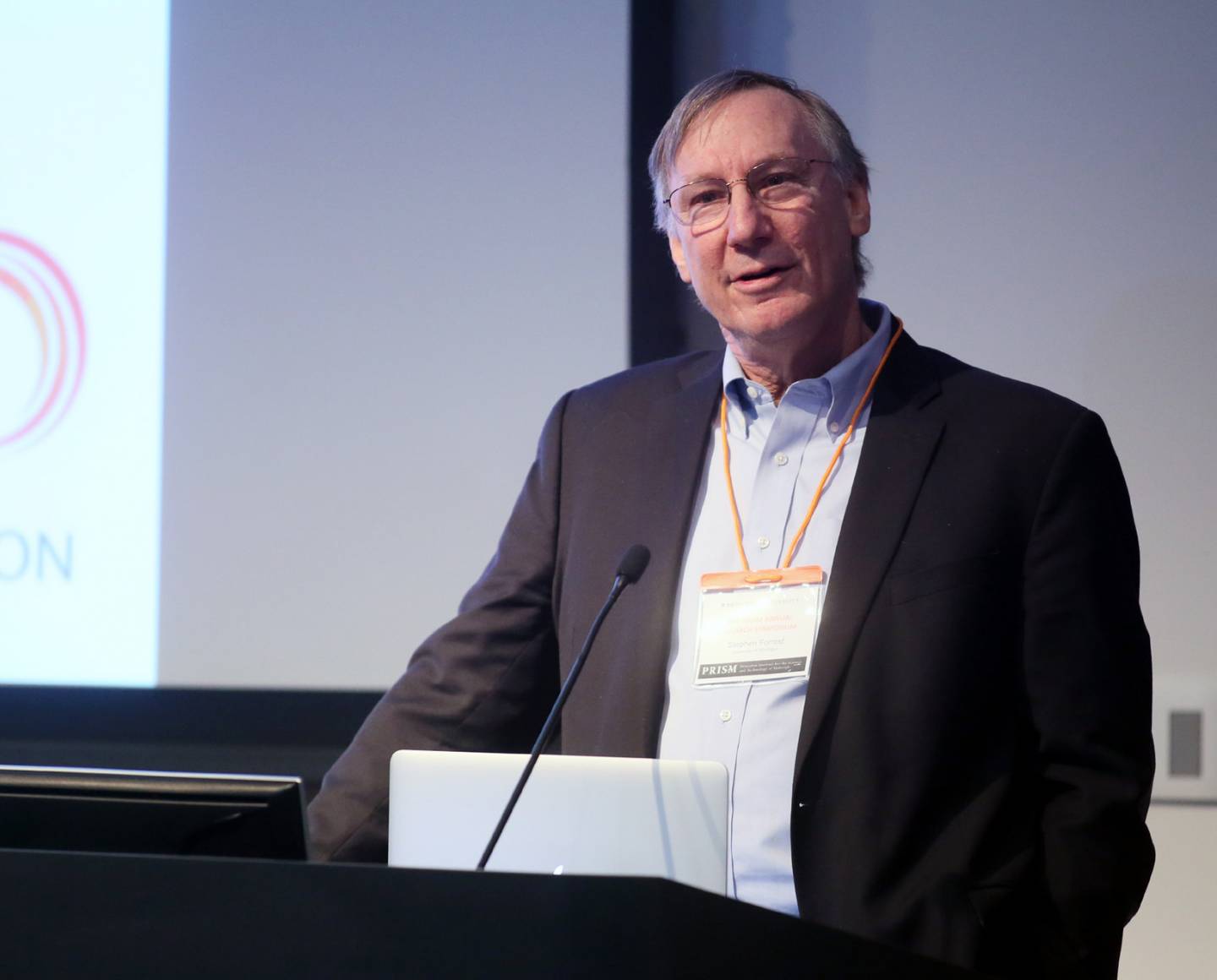 Stephen R. Forrest speaking at podium