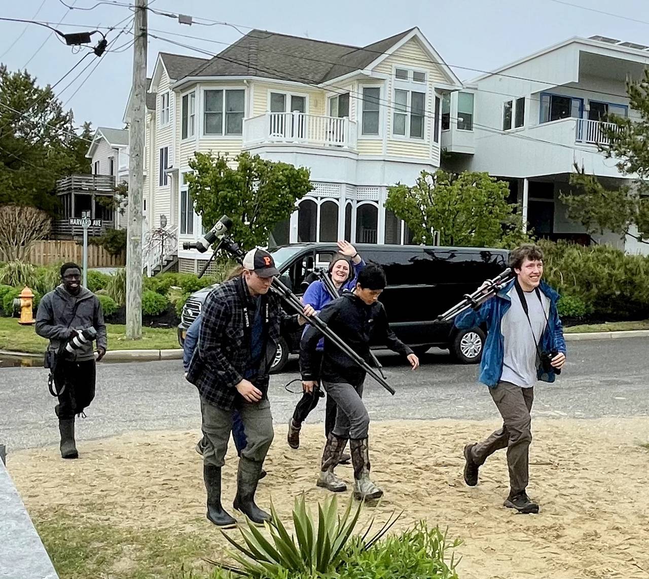 The Tiger Shrikes team: From left to right are Kojo Baidoo, Alex Wiebe, Claire Wayner, David Dorini and Patrick Newcombe. Julian Gottfried is behind Wiebe.