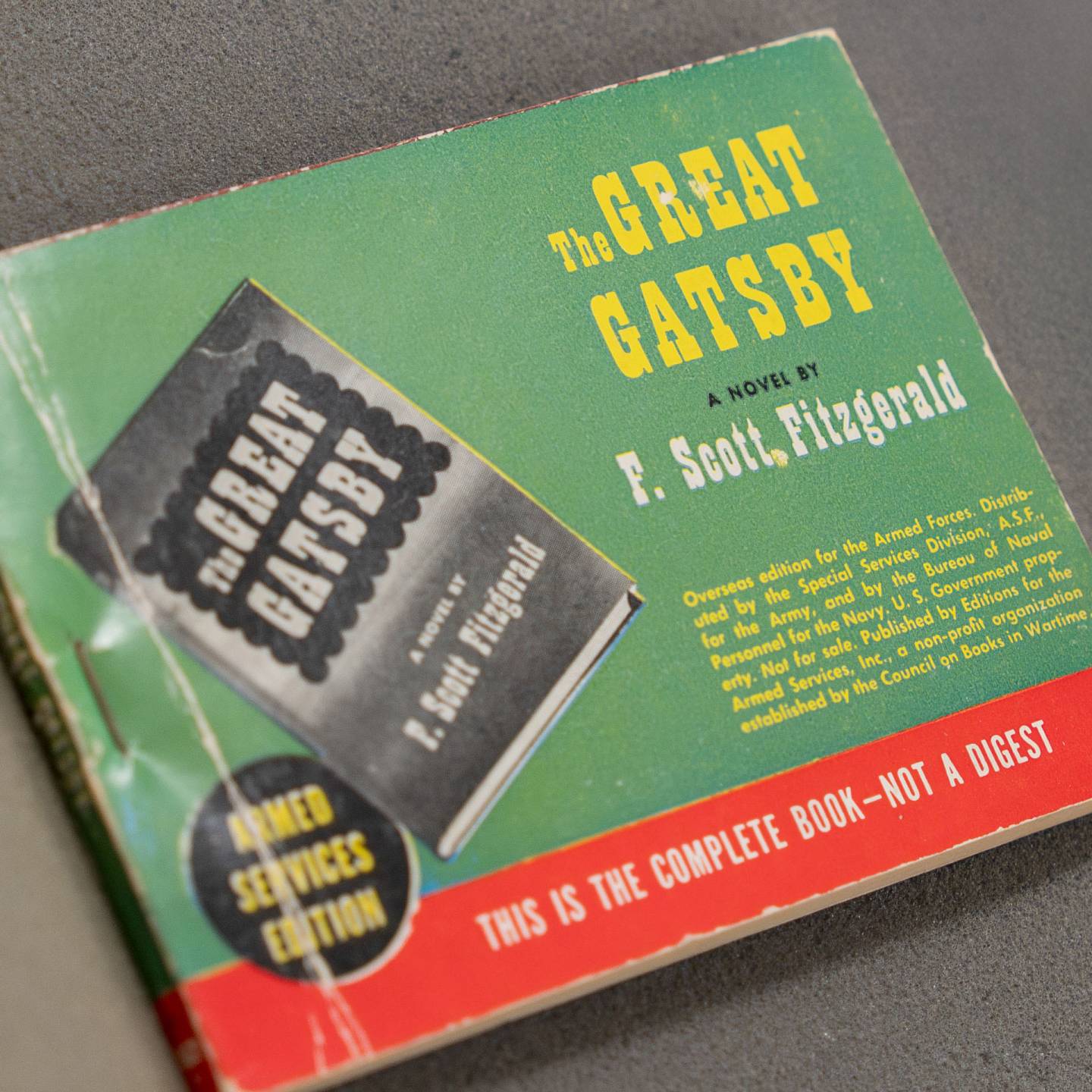 A special edition of the novel "The Great Gatsby" printed for World War II soldiers.