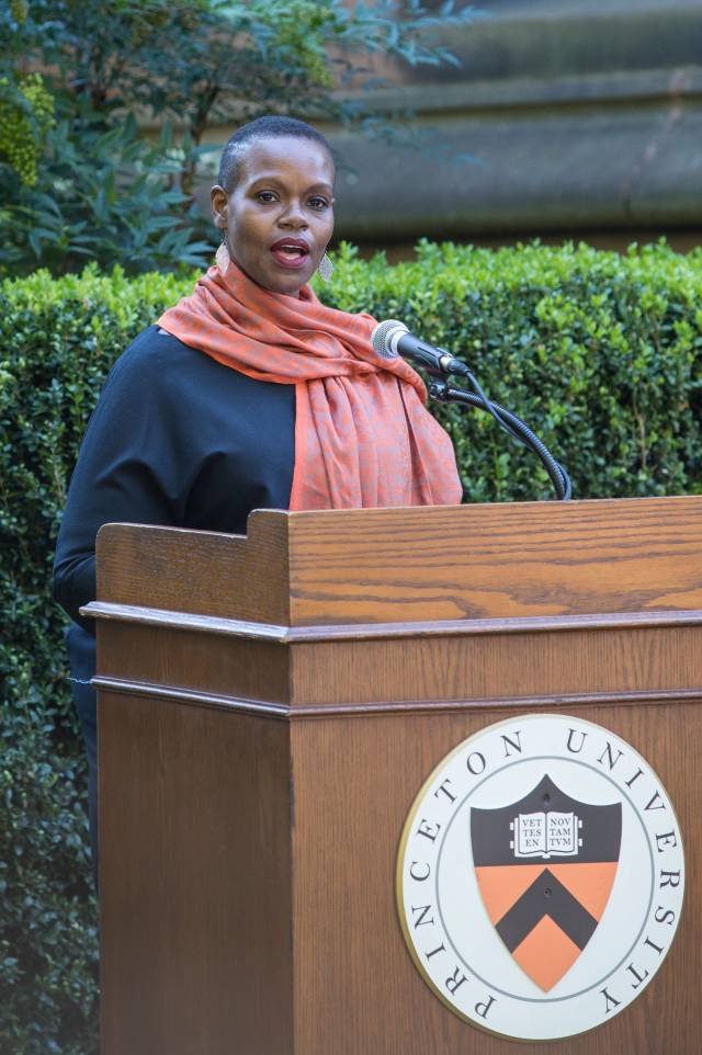 The Rev. Theresa Thames speaks at the podium