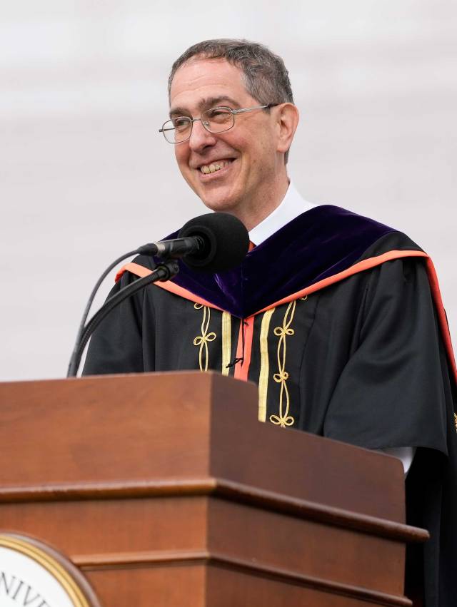 Christopher Eisgruber at the podium